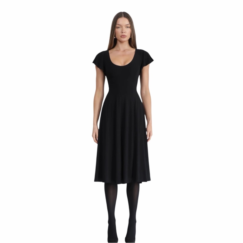 NWT aym Ava Reversible Midi Dress in Midnight Black Size XL